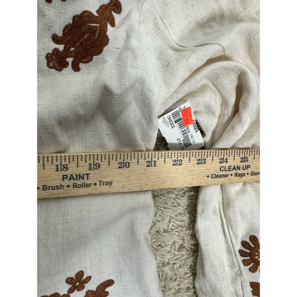 Umgee Linen Blend Lace Embroidered Jacket Cropped Puff Sleeve Size M Festival - Picture 9 of 12